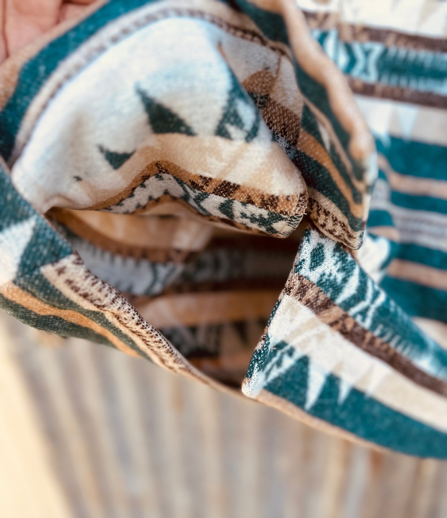 Aztec Coat w/Blanket Stitching in Turquoise