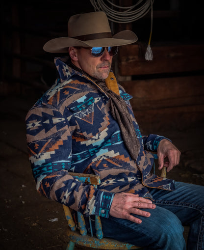 Men's Navy Aztec Shirt Jacket